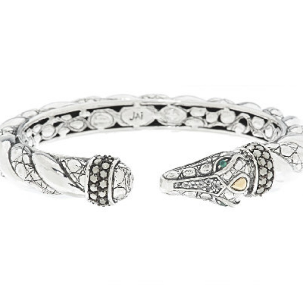 JAI John Hardy silver/gold marcasite agate bangle